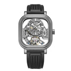 Luxury skeleton watch with carbon fiber case, tourbillon, and racing-inspired design for bold everyday wear.
