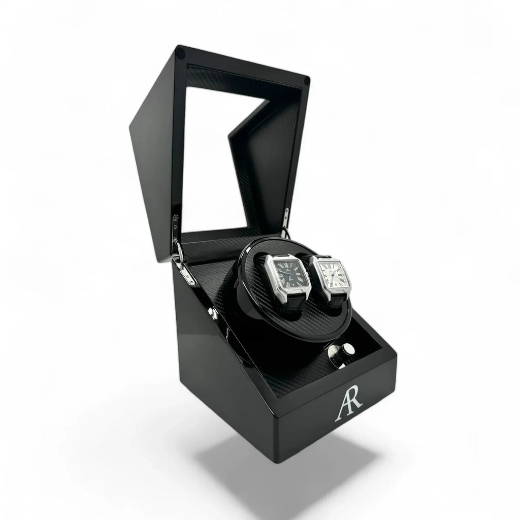 MACHER Black 2pcs automatic watch winder box (Carbon fiber guts) - Performance Driven Racing Timepieces - Richard mille, jacob&co homage Watches