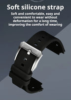Black soft silicone watch strap with silver buckle inspired by motorsport performance