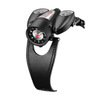 Motorsport-inspired luxury watch with unique multi-dial design and black leather strap