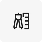 Minimalist icon of a caliper and ruler symbolizing precision engineering and watch design